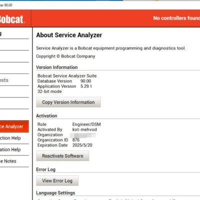 Bobcat Service Analyzer 90.9 Diagnostic Tool