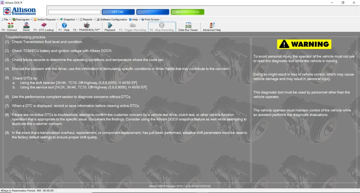 Allison DOC 2019 Diagnostic Software