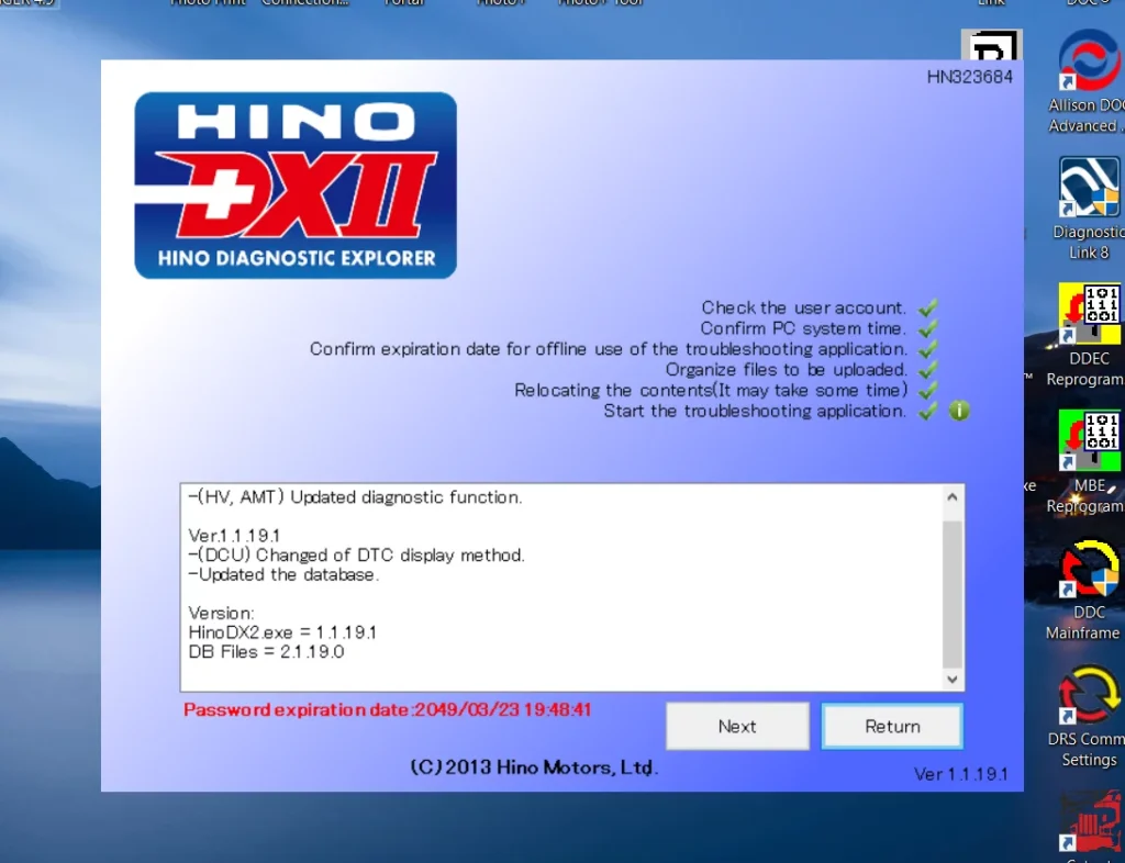 Hino Diagnostic Software DX2 1.1.19.1 is designed for efficient diagnostics and maintenance of Hino commercial vehicles. Its user-friendly features help technicians identify problems quickly and effectively. With robust diagnostic capabilities, this software supports various vehicle models and is essential for reducing downtime. Its regular updates and technical support further enhance its usability in fleet management and maintenance operations.