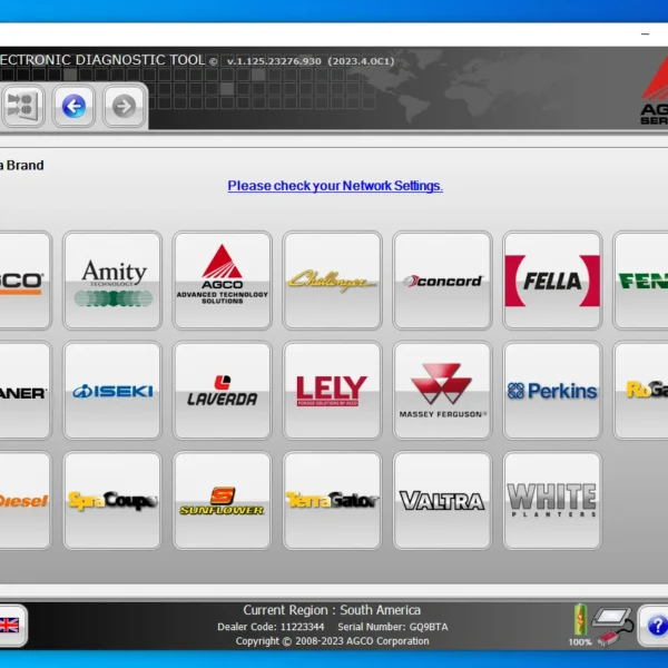 The AGCO EDT Software Download Diagnostic Tool 2023.10 1.125 is a powerful electronic diagnostic tool designed for technicians working with machinery equipped with a CAN network. This software provides precise diagnostics, quick problem-solving, and expert guidance to enhance equipment performance. With compatibility across various brands and models, it offers multiple language options, making it convenient for users worldwide. Experience improved diagnostic capabilities and efficient troubleshooting with AGCO EDT software. Simplify your maintenance and repairs with this reliable tool.AGCO EDT software is a powerful tool for diagnosing AGCO Inc. products via the CAN data bus. This software provides error code interpretation, wiring diagrams, sensor descriptions, and more. With new features in version 1.119, it offers comprehensive support for various AGCO brands, ensuring efficient maintenance and performance optimization. Compatible with AGCO, Challenger, FENDT, Massey Ferguson, Valtra and other brands, AGCO EDT software is essential for effective equipment management and troubleshooting. What is AGCO EDT Software? Discharge