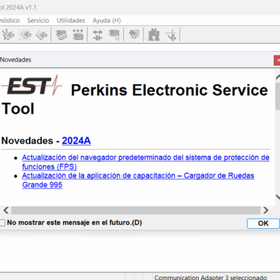 PERKINS EST 2024 Diagnostic Software is designed to diagnose, configure, and analyze Perkins engines and generators. It offers full system diagnostics, engine parameter configuration, and data retrieval from ECMs. Key features include a Factory Password Generator and a user-friendly interface. ECMTrucks.com provides support for remote installation via TeamViewer.