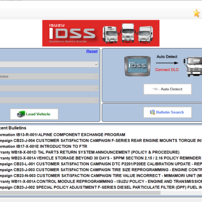 The Isuzu US-IDSS 2024 Diagnostic Service System is a comprehensive tool for diagnosing and repairing Isuzu commercial vehicles. It offers detailed diagnostics, programming services, and troubleshooting capabilities. The system includes service information, a full scanner, and electronic wiring manuals. Subscription includes updates and support for ecmtrucks.com. Installation support is available remotely via TeamViewer.