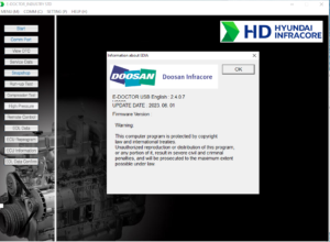 The Doosan E-Doctor Industry Standard 2.4.0.7 [2023.06], released in June 2023, is a vital tool for diagnosing and maintaining heavy machinery. This software enhances efficiency and minimizes downtime by providing detailed engine diagnostics. Key features include multi-language support, an intuitive user interface, and the ability to conduct remote diagnostics. Compatibility with Windows 10 and 11 ensures seamless installation, while TeamViewer support facilitates remote assistance and installation for users.