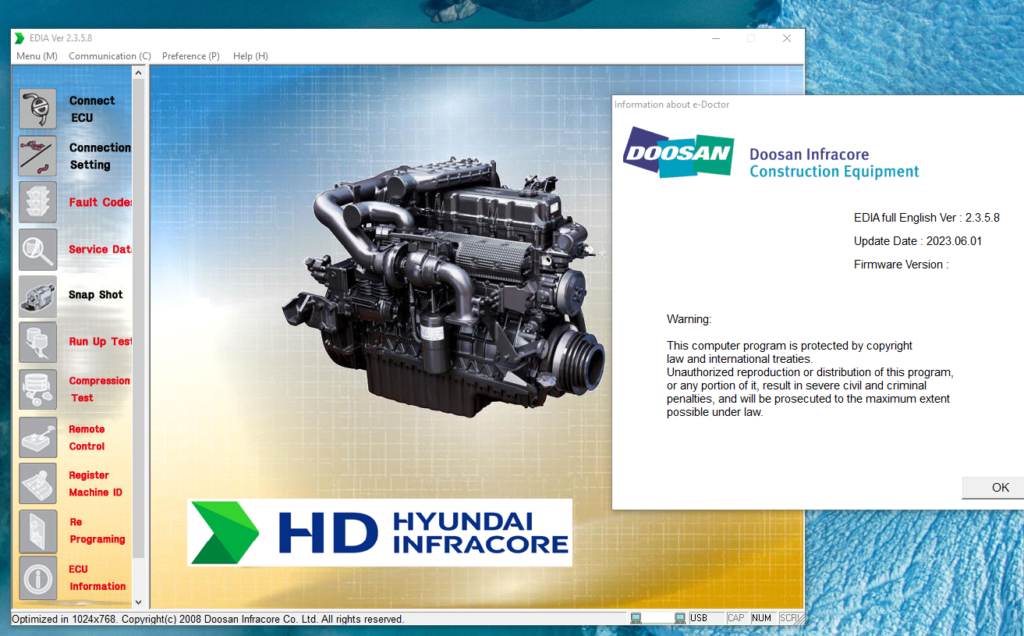 DOOSAN EDIA INDUSTRY FULL 2.3.5.8 [2023.06] is a comprehensive software solution designed for truck diagnostics and management. It offers advanced features that cater to the needs of fleet managers, technicians, and service centers. This software includes a user-friendly interface and compatibility with multiple systems. Additionally, remote installation support via TeamViewer enhances the user experience, making it an effective tool for improving operational efficiency.