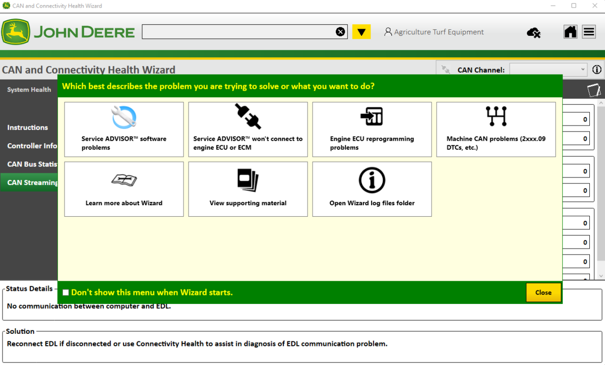 The John Deere CAN and Connectivity Health Wizard 2024 is a vital tool for diagnosing agricultural and construction machinery. It enhances connectivity by monitoring the health of the Controller Area Network (CAN) and related systems. This innovative software offers user-friendly features, including system health verification and diagnostic capabilities. Its design supports maintenance efforts and increases operational efficiency within the industry.